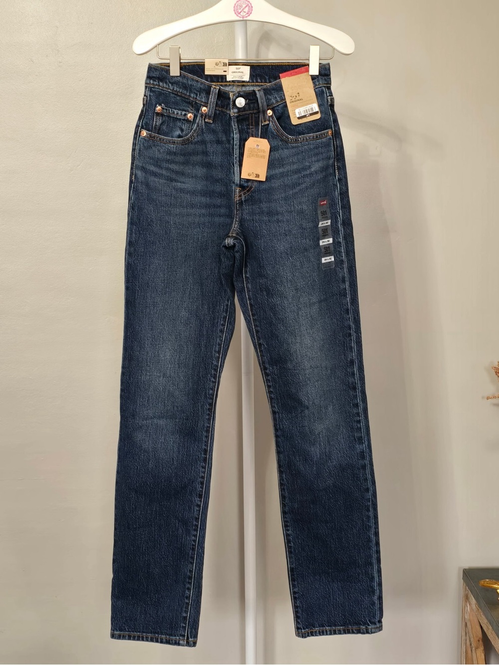 NWT Levi's 501 Original Fit Button Fly Straight Leg Jeans Dark Wash 24x30